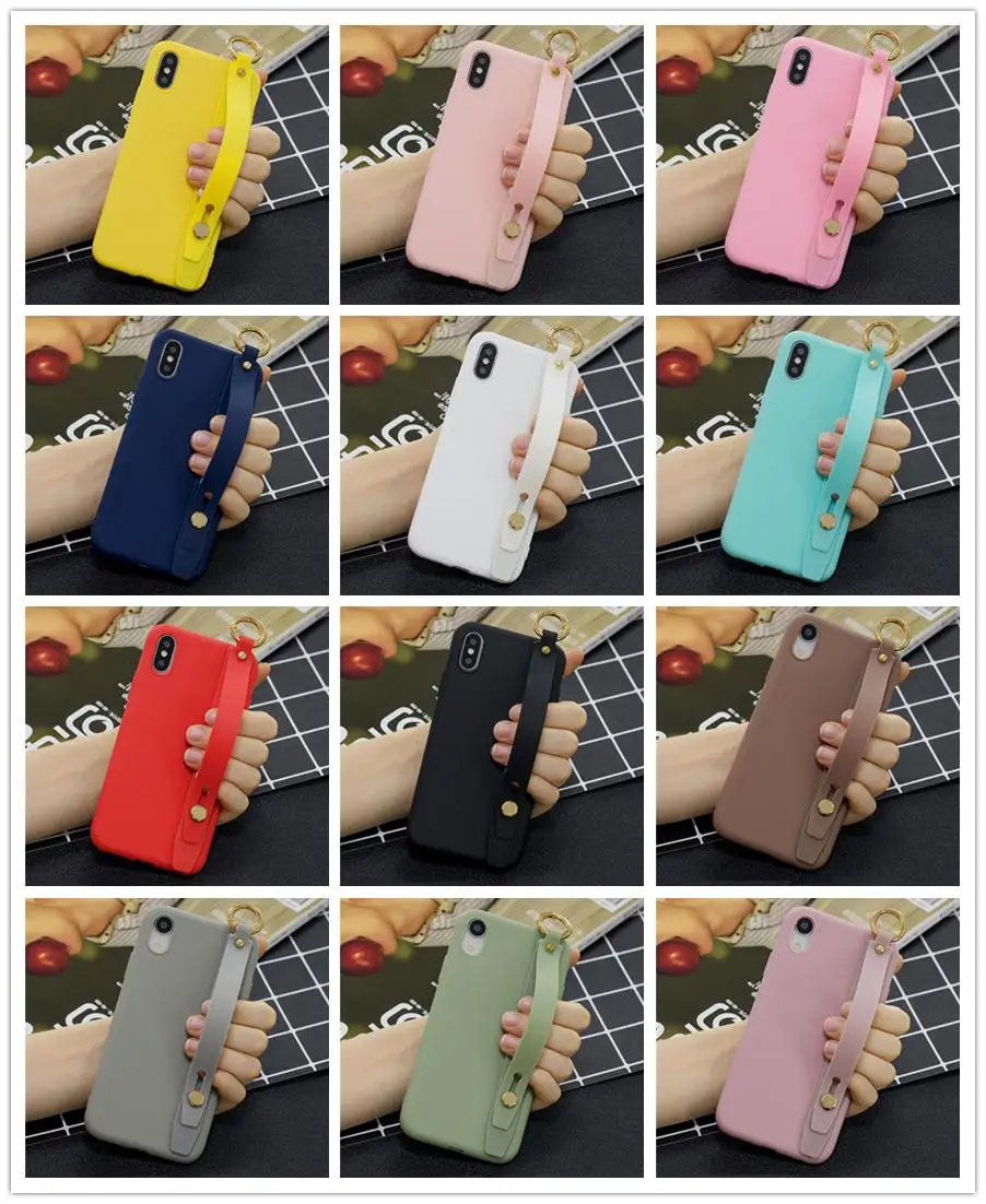 

Wrist Strap Soft Case for Samsung Galaxy A7 2018 A6 A8 Plus A9 Star J3 J4 J6 J8 J2 J5 J7 Prime Ring Holder Candy Colors Cover