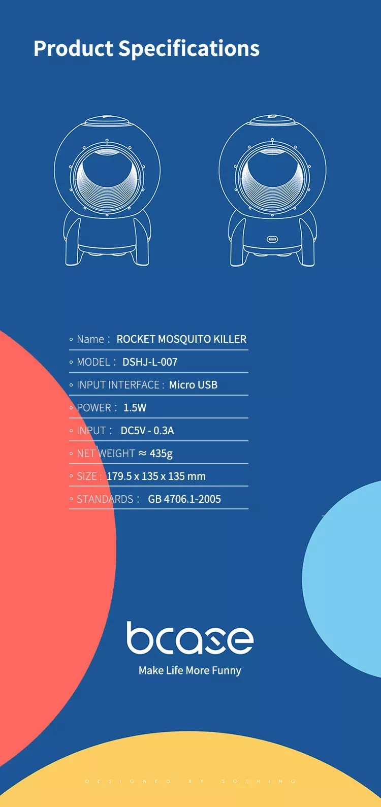 Xiaomi Bcase Rocket Mosquito Killer USB Электрический фотокаталитический репеллент против комаров убийца насекомых детская лампа ловушка для насекомых УФ светильник