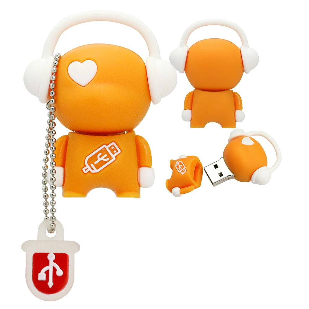 Футболка с забавным мультипликационным принтом кукла музыканта USB флэш