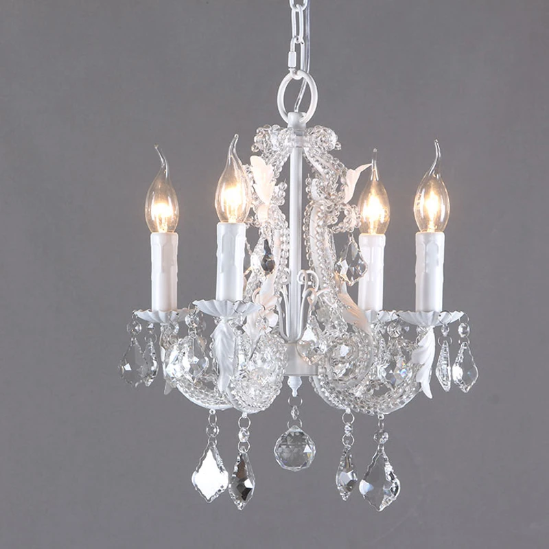 

Modern Luxury Crystal Chandelier Lighting Fixture Candle Bulb American Retro Hanging Light Restaurant Kitchen Bedroom Lamp PL643