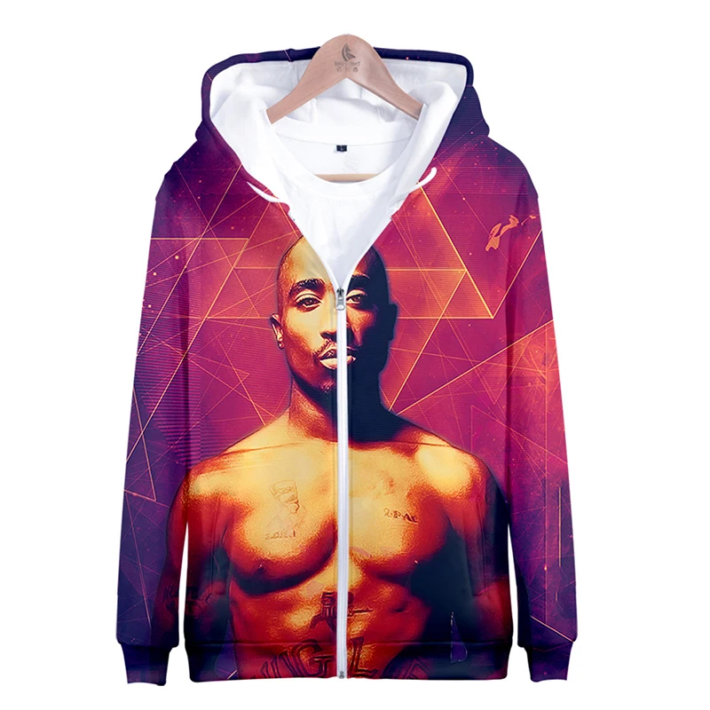 Модная 3d Толстовка в стиле хип хоп 2pac для мужчин и женщин на молнии с капюшоном