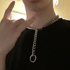 Женский Мужской панк готический рок О кулон ожерелье металлический круглый металлический браслет цепи колье воротник ожерелье Модные ювелирные изделия