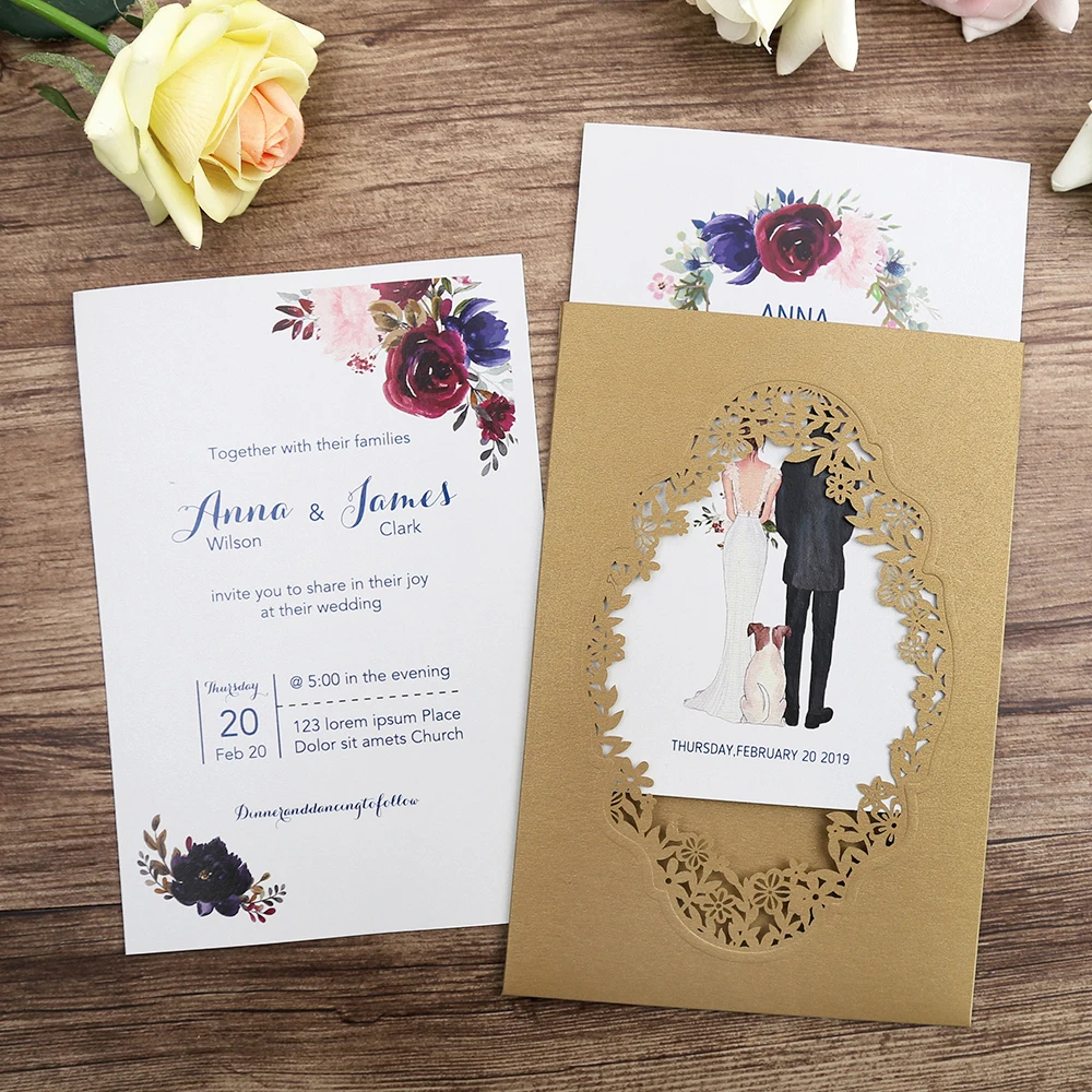 100 шт. золотые темно синие розовые бордовые вертикальные лазерная резка