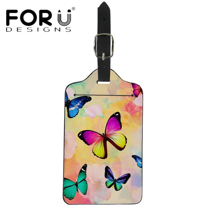FORUDESIGNS/модные аксессуары для путешествий милые животные бабочки PU кожаные багажные бирки для женщин прочный чемодан переносная бирка