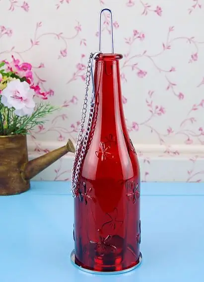 Новый дизайн стеклянная бутылка для вина подсвечник висящий ураган фонарь | Дом и