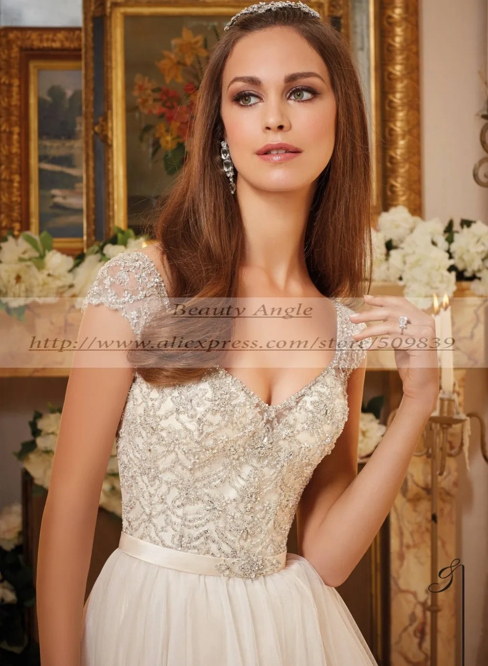 Vestido де noiva Sexy Backless Свадебное Платье Свадебные Платья Тяжелая Кристалл Лиф-Линии