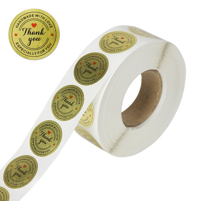 

Round Gold "THANK YOU" Stickers seal labels 500 Labels stickers scrapbooking for Package stationery handmade sticker with love