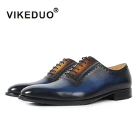 vikeduo brand handmade oxford shoes for men vintage wedding office formal shoe male plus size footwear genuine leather zapatos