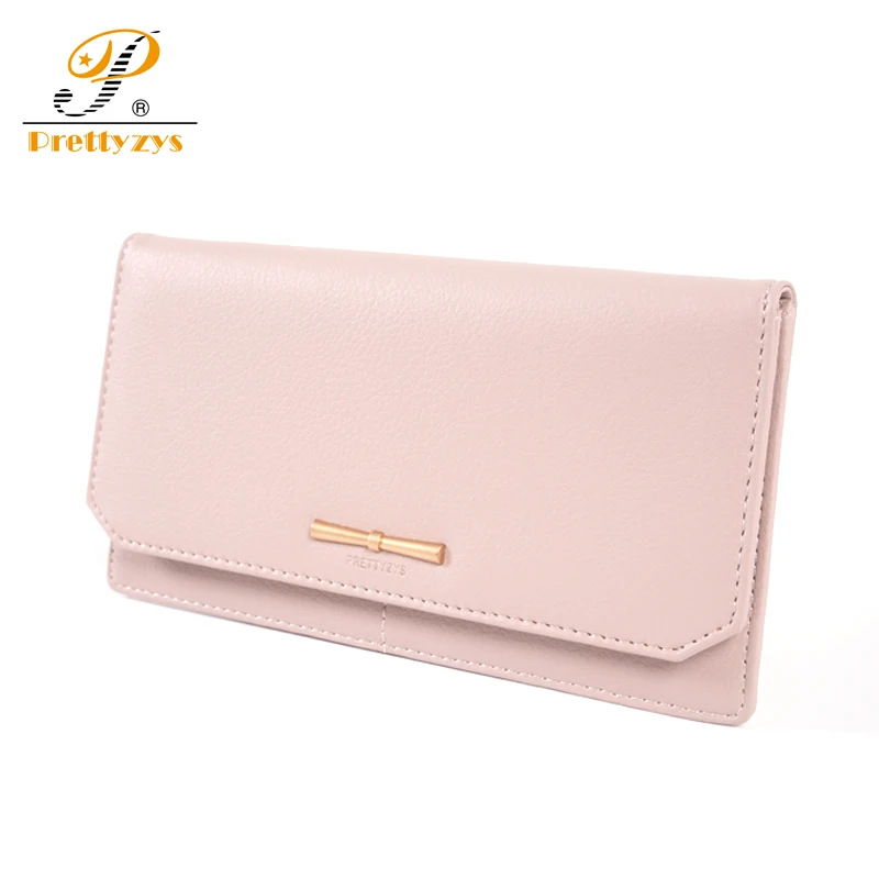 Prettyzys, Женский Длинный кошелек, Женский кошелек из искусственной кожи, кошелек для карт, Женский кошелек для денег и монет, на молнии, тонкий светильник с бантом для девушек