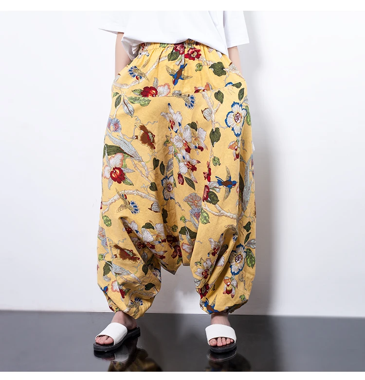 Непальские штаны с промежностью хлопковые брюки большого размера татуировкой