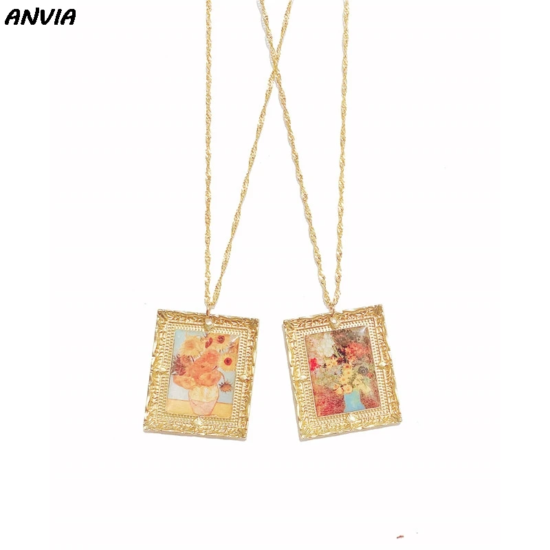 Винтаж Ван Гог ожерелье из подсолнечника для женщин Bijoux (украшения своими руками)