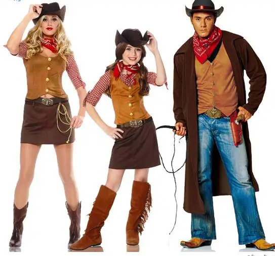 Костюм для взрослых ковбойский костюм женщин Хэллоуина одежда родителей и детей