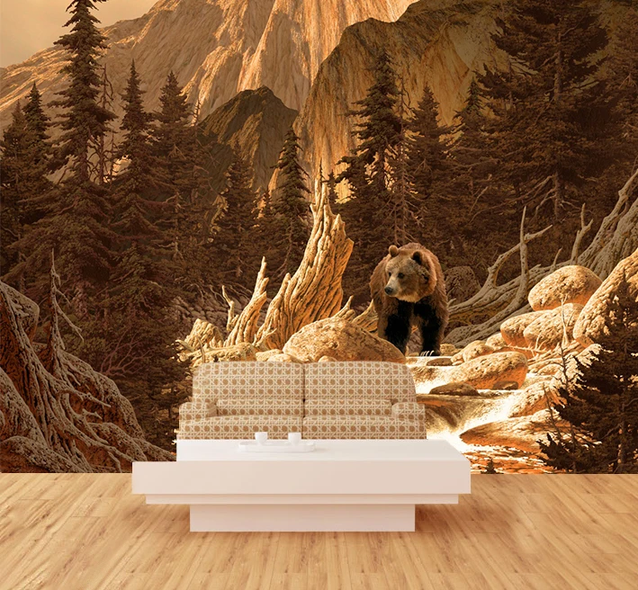

[Self-Adhesive] 3D Black Bear Snow Forest 43 Wall Paper mural Wall Print Decal Wall Murals