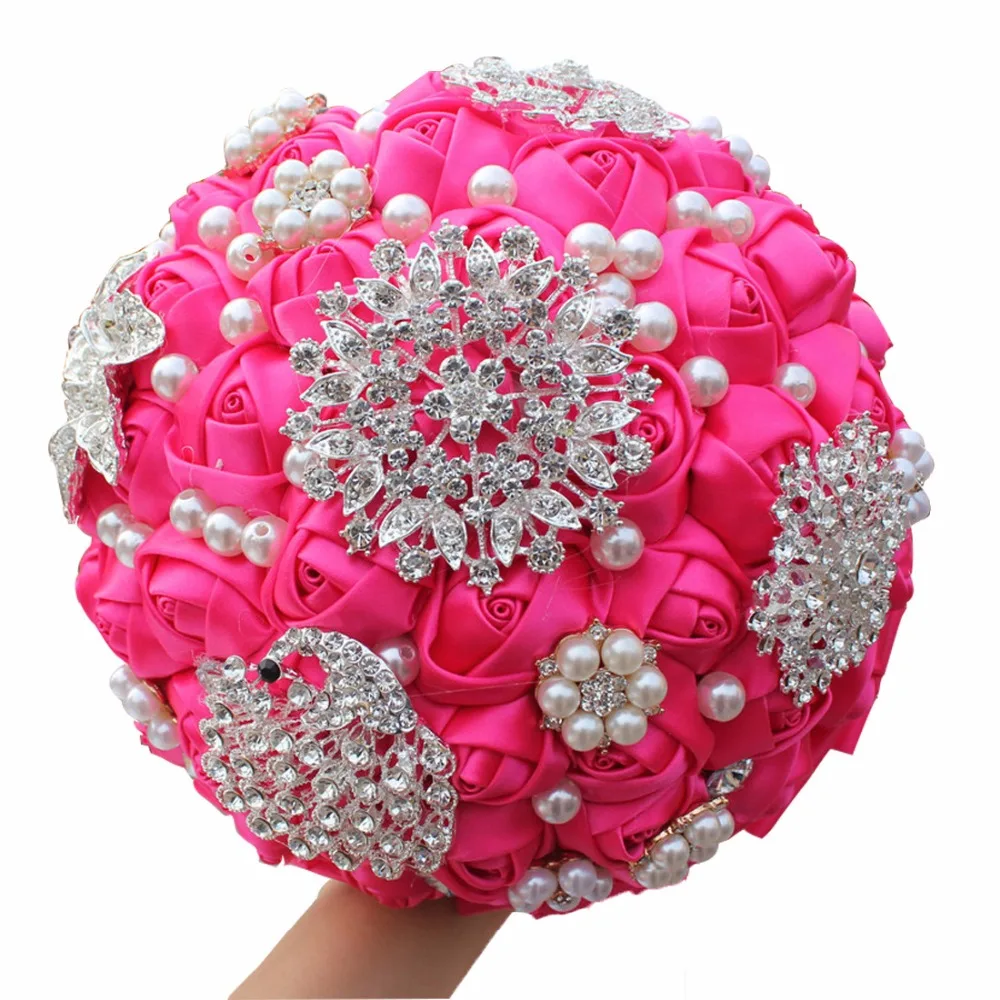 

Newest fushia artificial wedding bridal bouquet for wedding decoration