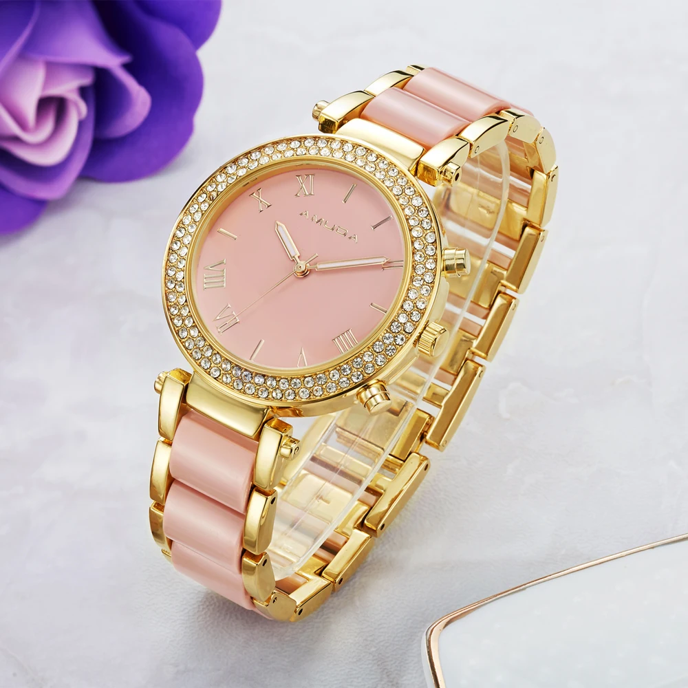 Модные женские повседневные часы наручные золотые браслет смоделированная