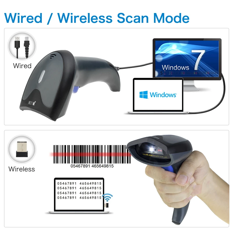 Веха MHT-W8 2D беспроводной сканер штрих-кода 2 4 ГГц USB2.0 проводной ручной для