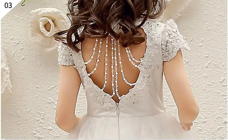Girls White Wedding Dress Party Birthday Love Pattern Backless Clothing Kids Long Trailing for 3-12 years | Детская одежда и обувь