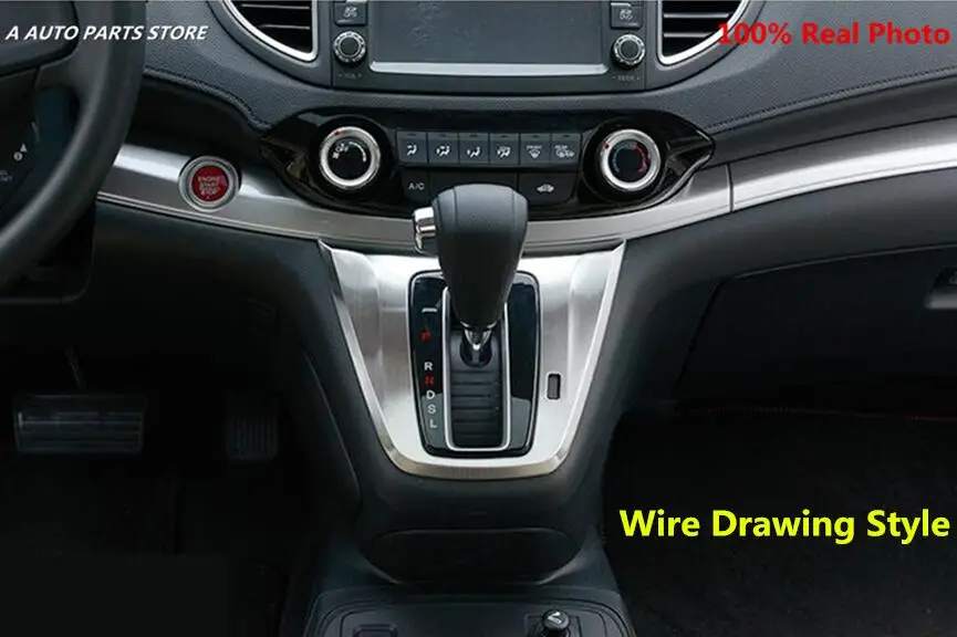 Wire Drawing Style 304 Нержавеющая сталь киосков Шестерни переключения Шестерни коробка переключения Панель литья крышка комплект Отделка 1 шт. для Хонда сrv CR-V 2012 2013 - Название цвета: Wire Drawing Style