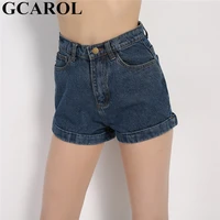 gcarol 2021 women denim shorts vintage high waist cuffed jeans shorts casual high street sexy summer spring classic shorts