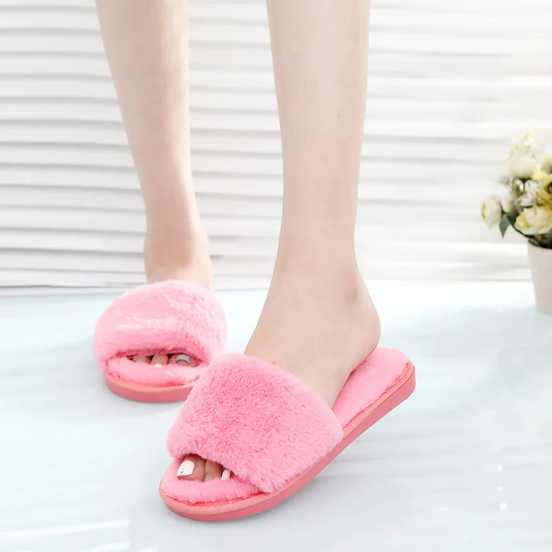 Женские меховые тапочки зимняя обувь домашние плюшевая Pantufa женская домашняя