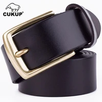 cukup top quality real 100 pure cow skin cowhide leather belts solid brass pin buckle metal belt for men jeans accessory nck122