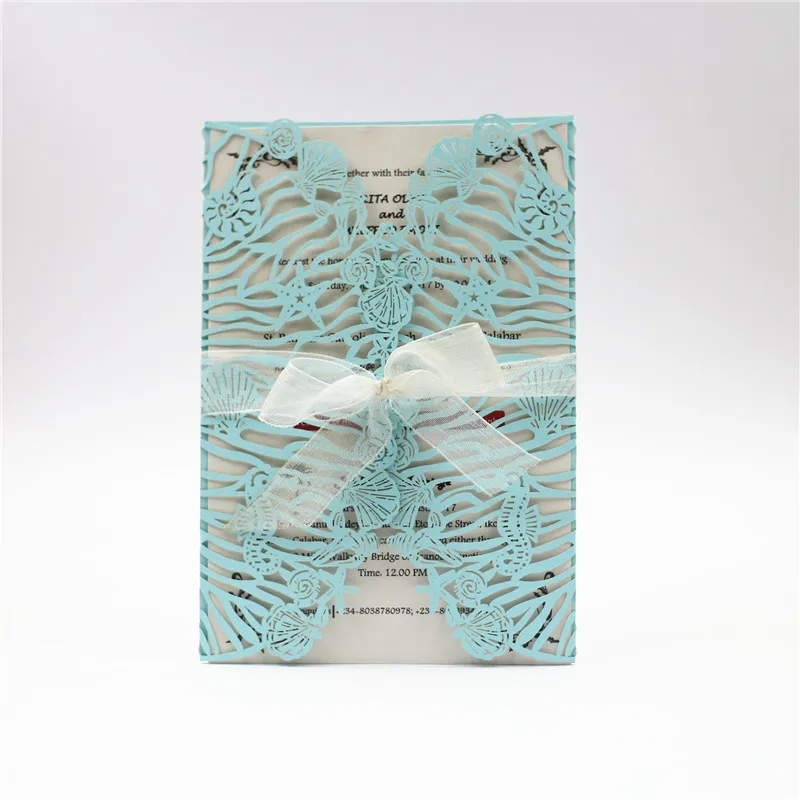 50pcs Laser Cut Shell Design Oceanic Theme Party Decorations Invitaions Cards To The Wedding Happy Birthday Sea Invitation | Дом и сад