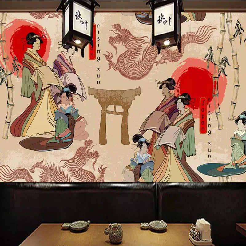 Пользовательские 3D фото обои стерео классические японские гейши для еды суши