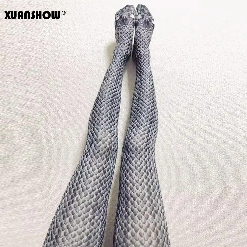 XUANSHOW 2019 сексуальные женские колготки новинка со змеиным принтом чулки для