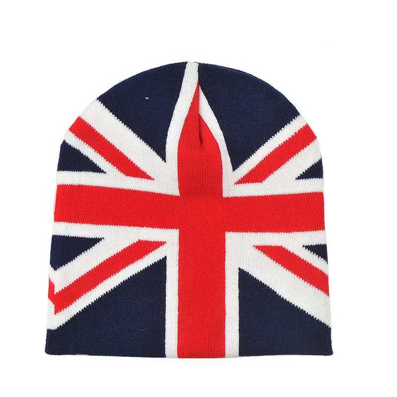 Женские вязаные зимние шапки Union Jack Beanies мужские Gorro темно синего цвета в