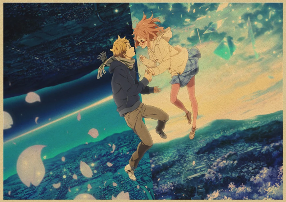 Kyokai no kanata Мирай Курияма Наклейка на стену плакат из крафт-бумаги наклейки японский домашний декор крафт-бумага наклейки на стену