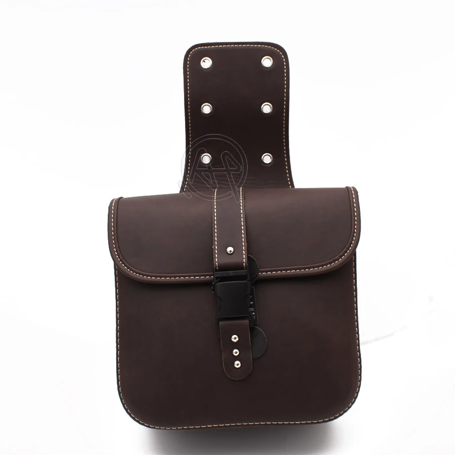 Ретро коричневая искусственная кожа мотоцикл седельная сумка багаж левая +