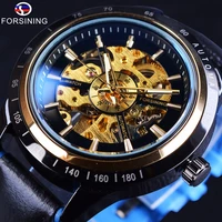 forsining 2017 transparent racing design waterproof leather belt men watch top brand luxury automatic skeleton wrist watch clock