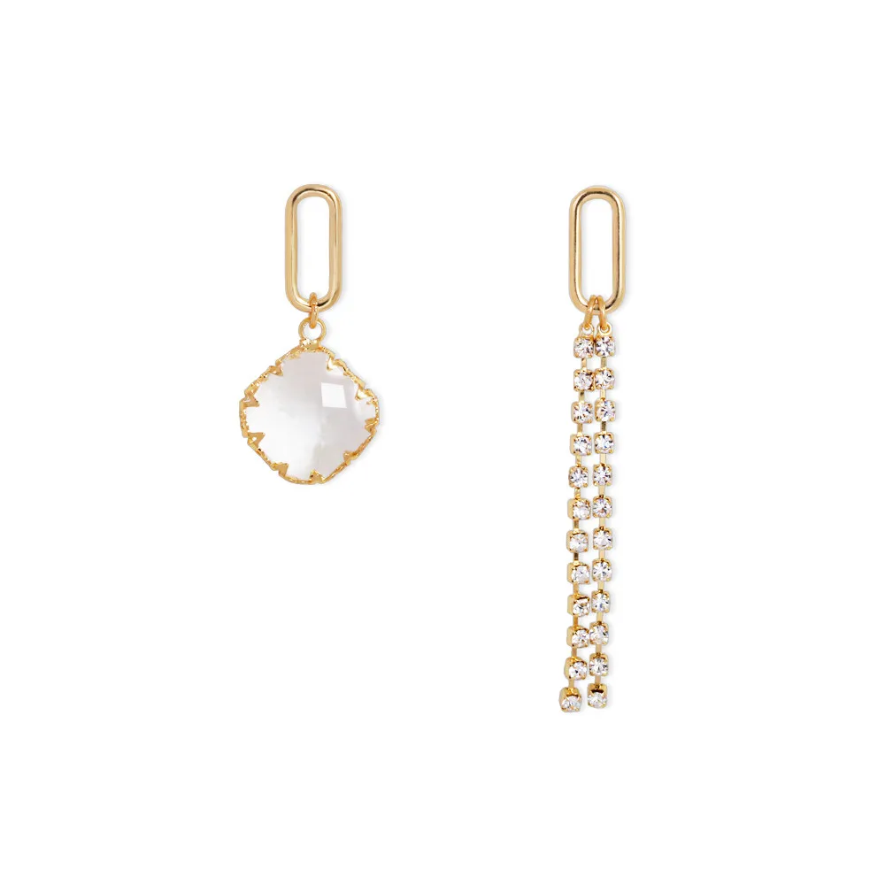 

wing yuk tak Geometric Korean Earrings for Women Trendy Gold Color Tassel Jewelry Crystal Earrings Wholesale 2019