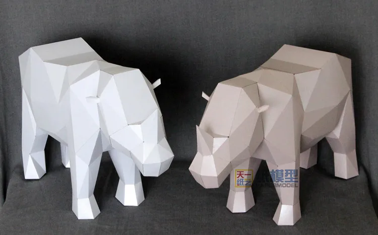 Бумажная модель носорогов супербольшие животные креативная декоративная