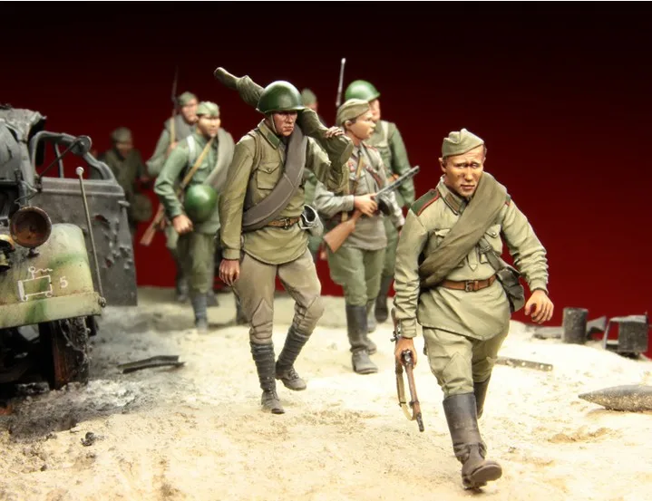 Масштаб 1/35 фигурка из смолы советская команда Второй мировой войны | Игрушки и