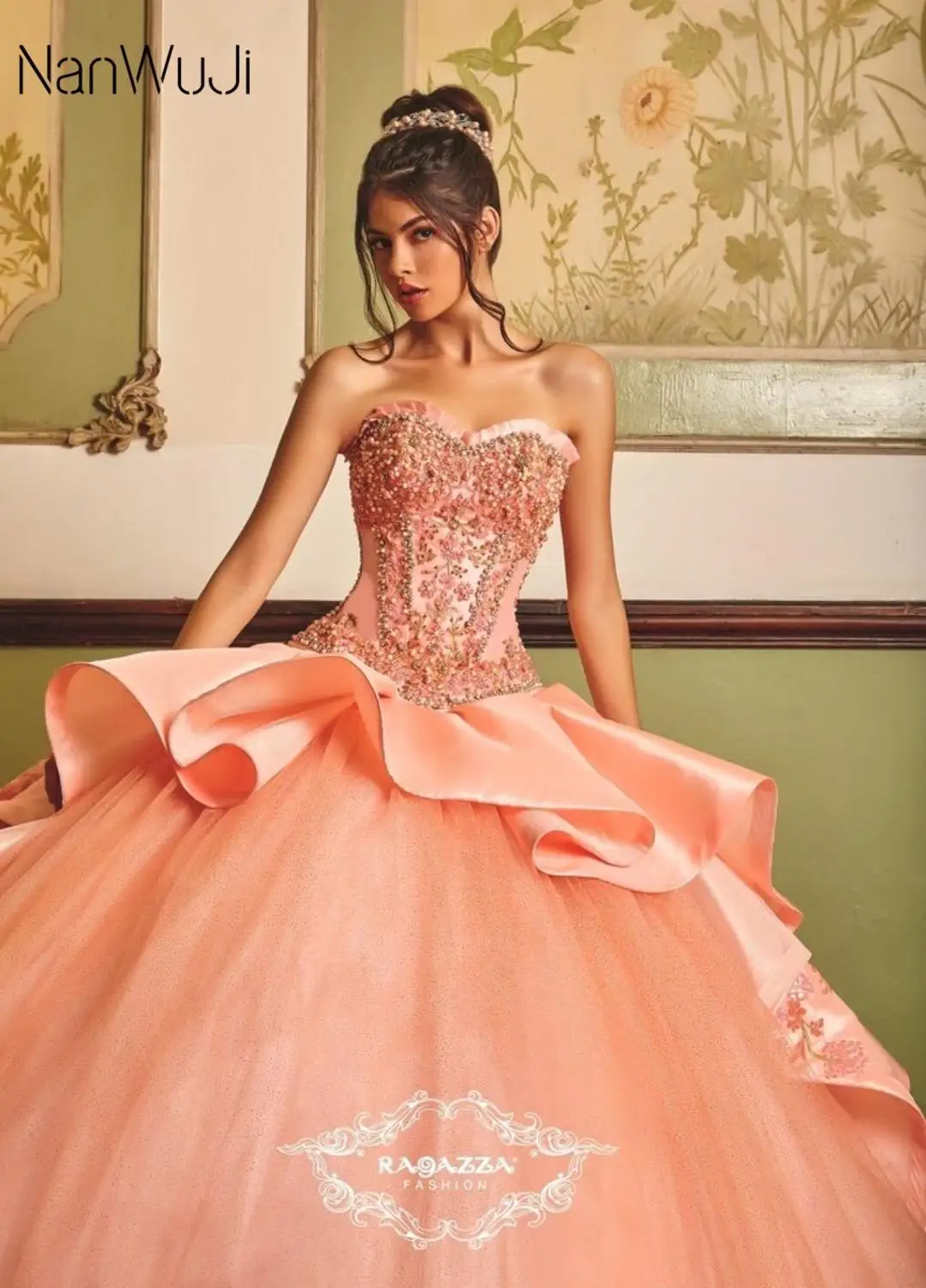 

Sweet 16 Dresses Cheap 2 Piece Quinceanera Dresses 2019 Vestido de Debutante Para 15 anos Pink Crystals Ball Gowns Dress for 15