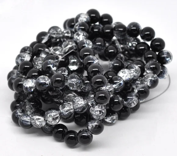 DoreenBeads 160 шт. черные и прозрачные стеклянные бусины с трещинами 10 мм (B12245) yiwu |