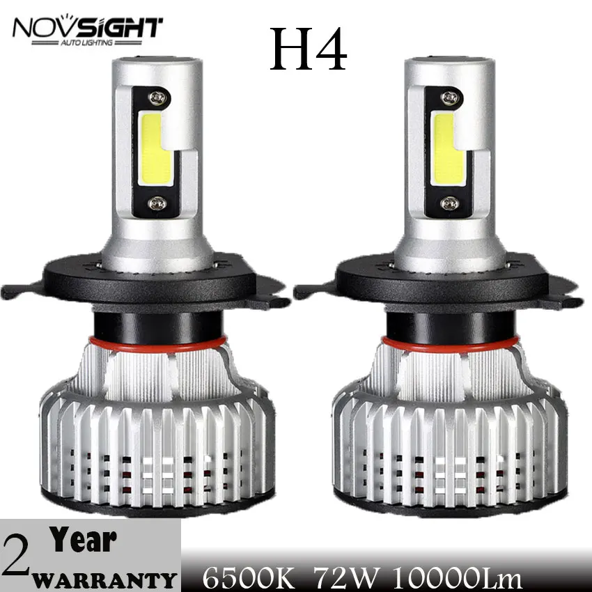 NOVSIGHT 2 шт. 6500 К h4 светодио дный с чипом початка авто фар автомобиля лампы Комплект