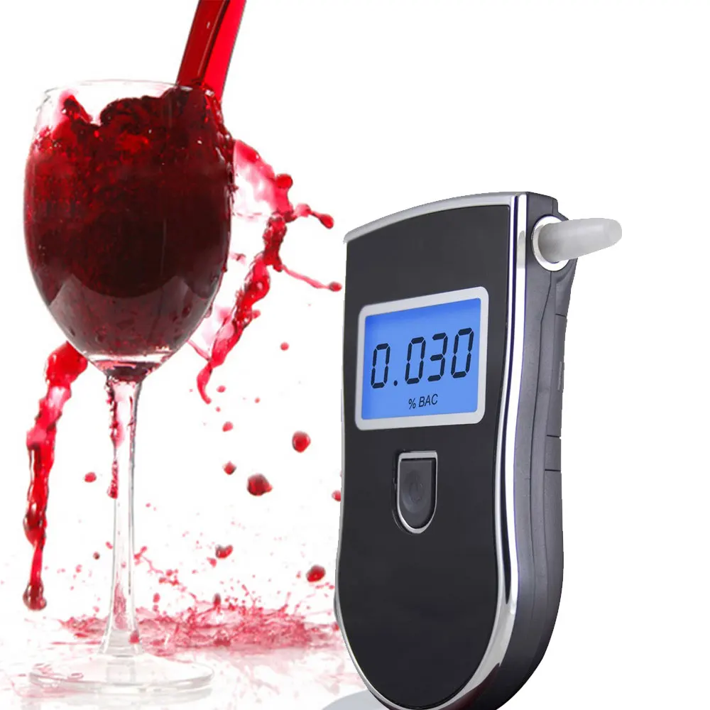 

Digital breathalyzer breath alcohol tester blue backlight LCD display 10pcs mouthpieces Free shipping