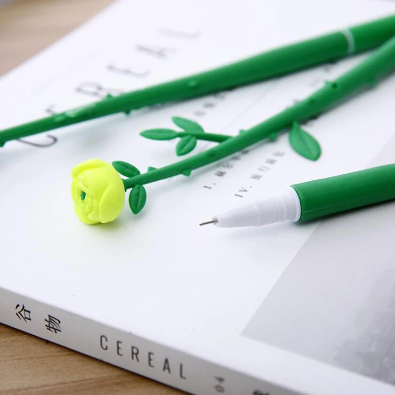 Новинка резиновая имитация 3 цвета Роза 0 5 мм гелевая ручка Студенческая Черная