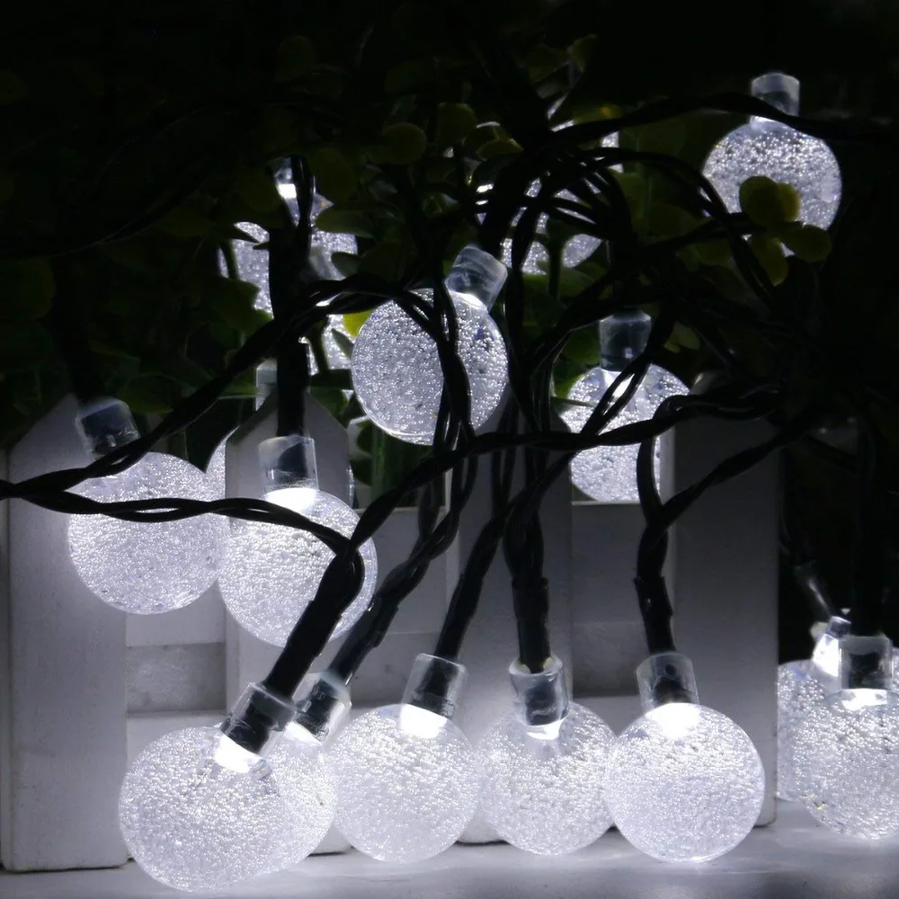 Солнечный свет строка 20ft 60LED хрустальный шар Водонепроницаемый Строка фонари на