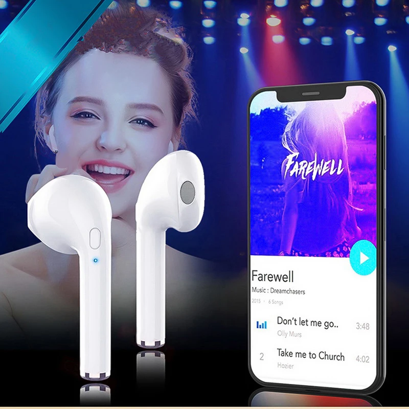 Bluetooth наушники i7s крючки беспроводные мини стерео с микрофоном Спортивная