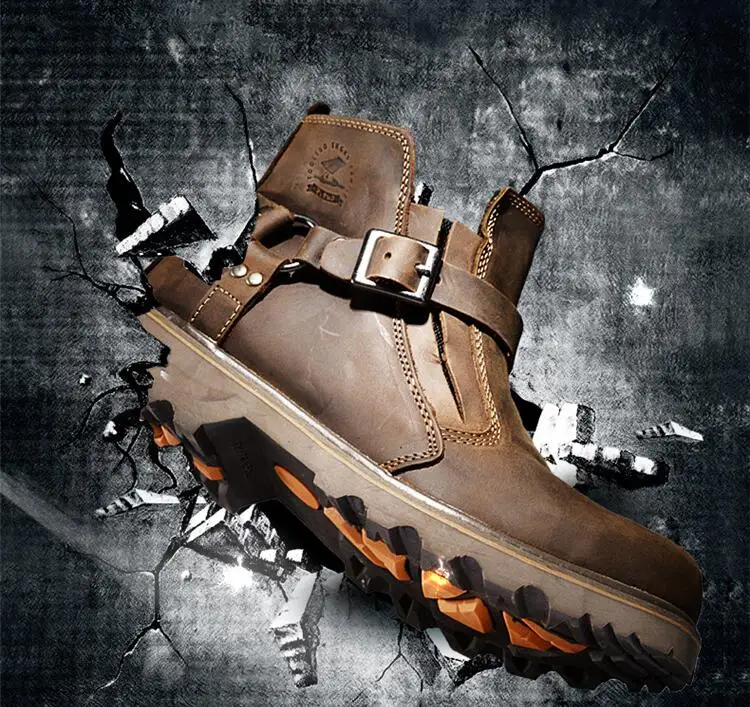 

MJ MOTO Retro Motorcycle short Boots Cow Leather Racing Shoes Street Moto Motorbike Bike Motocross Chopper Boot Motorcycle Boots