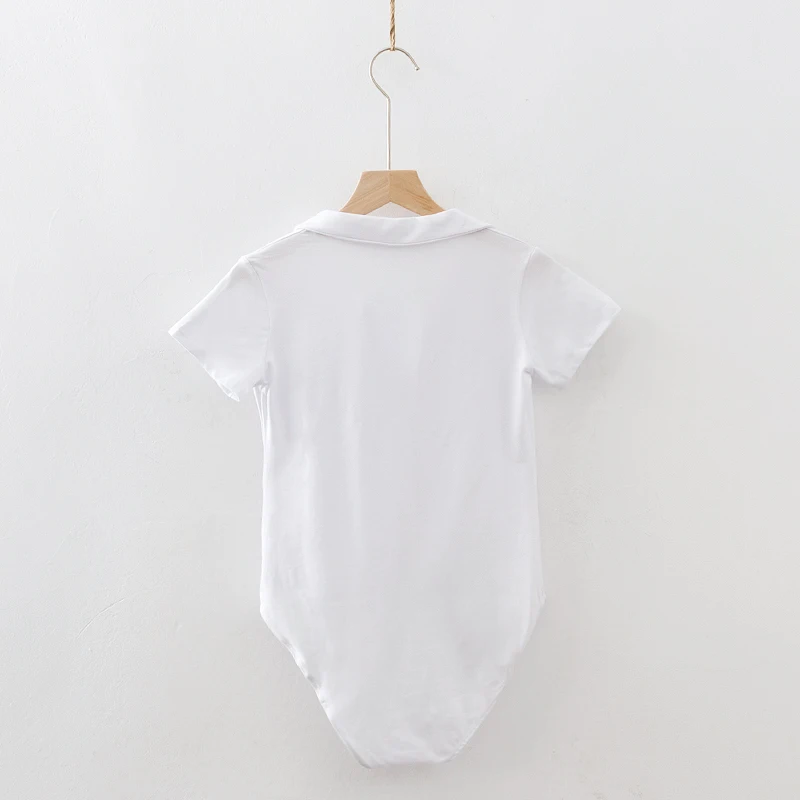 SheMujerSky женский однотонный Белый боди с отложным v-образным вырезом и коротким рукавом, боди mono corto mujer