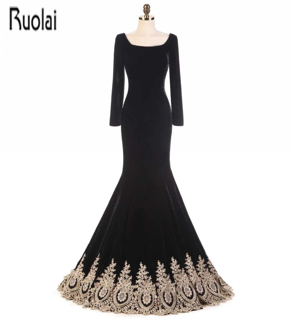 2017 новое поступление с длинными рукавами золотистые кружевные аппликации черная