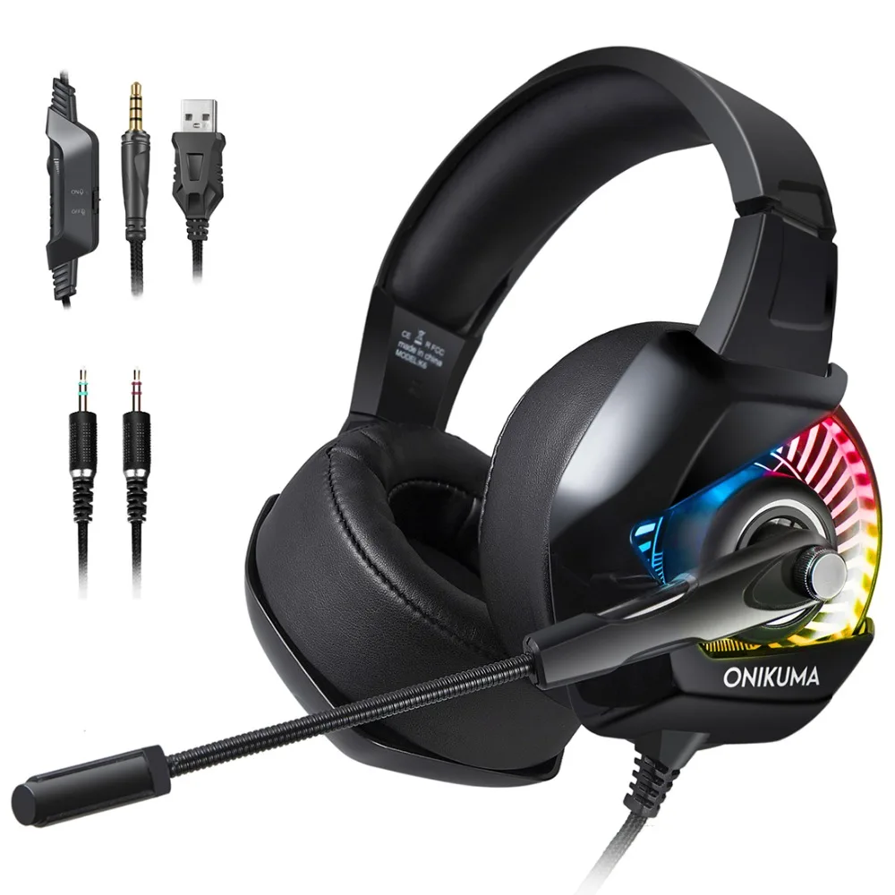 ONIKUMA K6 игровая гарнитура с микрофоном Casque PC Gamer Bass стерео наушники для PS4 Геймпад Xbox One ноутбук компьютер