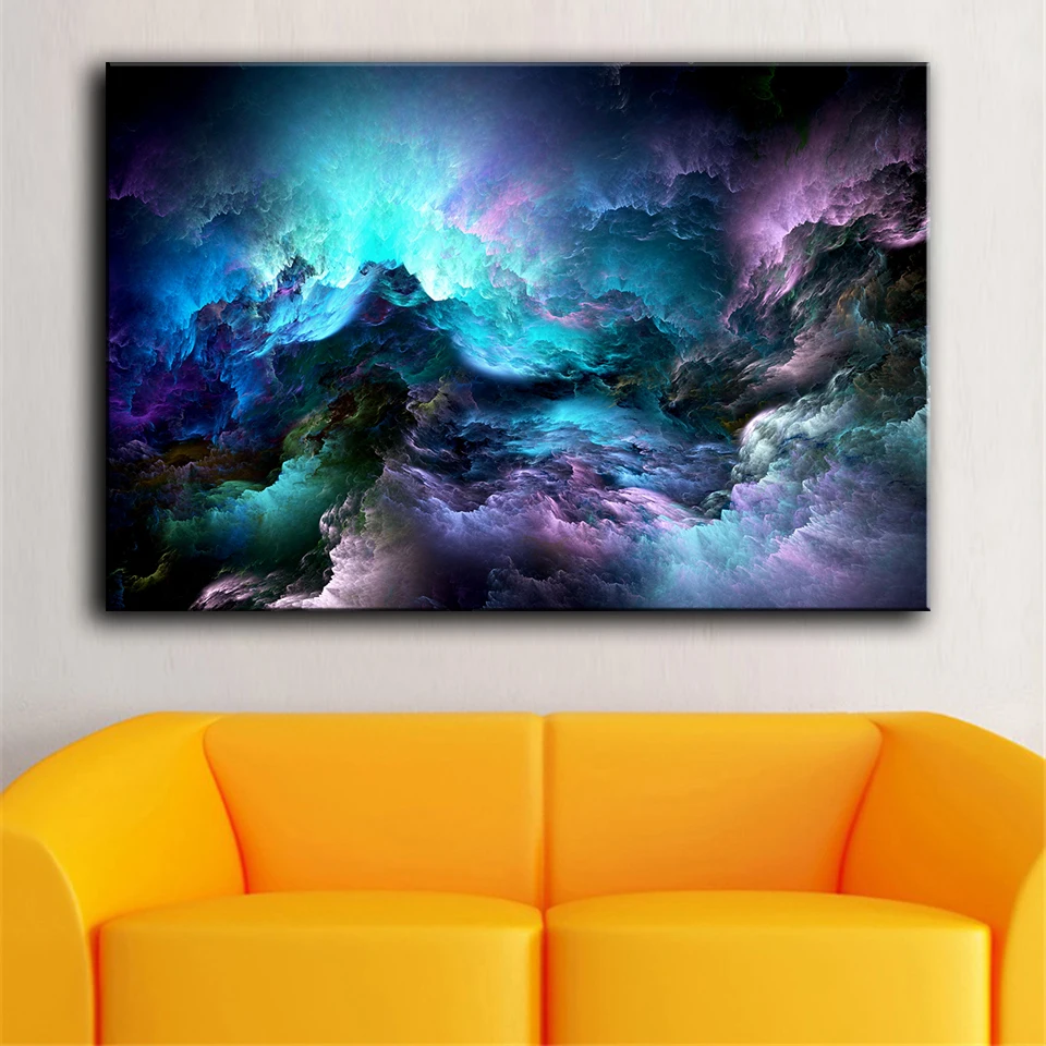 

HDARTISAN Wall Art Canvas Pictures For Living Room Home Decor Unreal Clouds Abstract Oil Painting No Frame