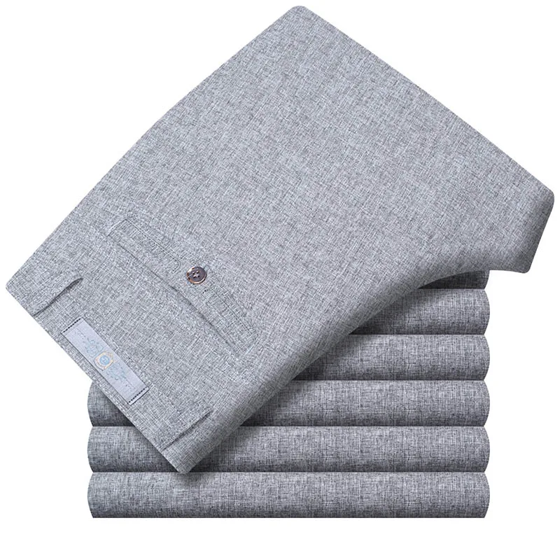 3606 Light Gray Pant Летние льняные деловые повседневные брюки для мужчин, большие размеры, мужские формальные классические дышащие 9 цветов, тонкие офисные брюки для мужчин s - Цвет: 3606 Light Gray Pant
