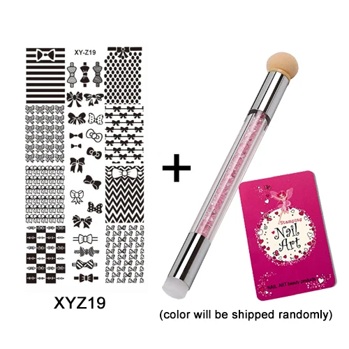 XYZ19Set Шаблоны тиснения ногтей изображения передачи пластины кремния ногтей штамп Губка Ручка, кисточка для ногтей Живопись Рисунок Маникюр Инструменты Набор - Цвет: XYZ19Set