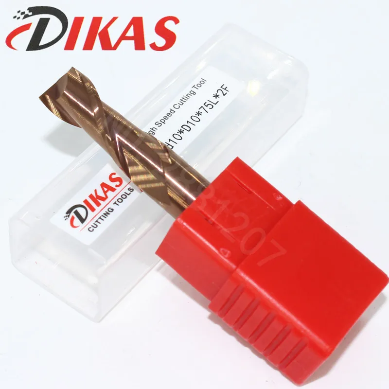 Dikas 55HRC d10 * D10 75L 2F материал Карбид квадратная плоская Концевая фреза 2 Флейта 10 мм